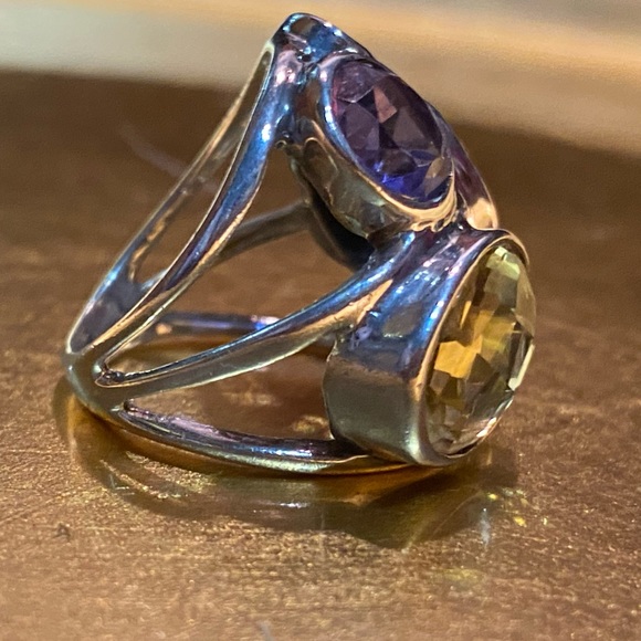 FINAL PRICE Chunky Indonesian Sterling Silver multi gem ring 7.5, stunning! - Picture 9 of 15